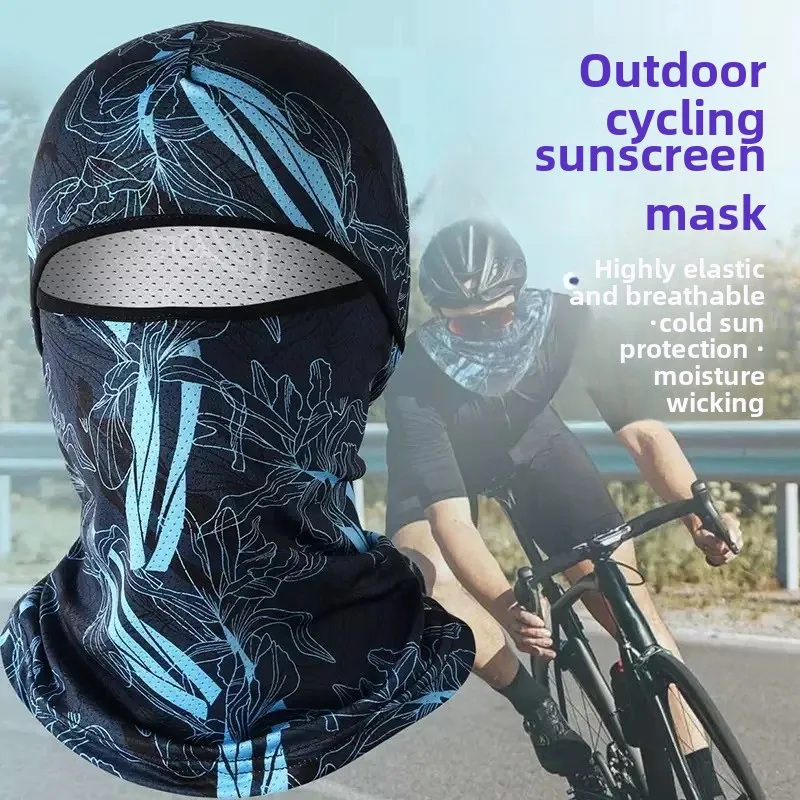 Summer Cool Balaclava Ice Silk Cycling Full Face Cap Sun Anti-UV Protection Sports Face Cover Headwear Bike Motorcycle Men's Hat