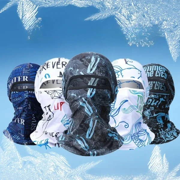 Summer Cool Balaclava Ice Silk Cycling Full Face Cap Sun Anti-UV Protection Sports Face Cover Headwear Bike Motorcycle Men's Hat