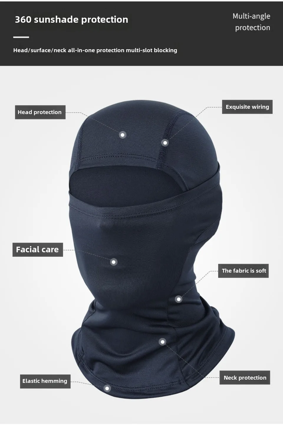 Motorcycling Hood for Men and Women Outdoor Riding Balaclava Hat Windproof and Sunscreen Sun Hat  Quick-drying Breathable Mask