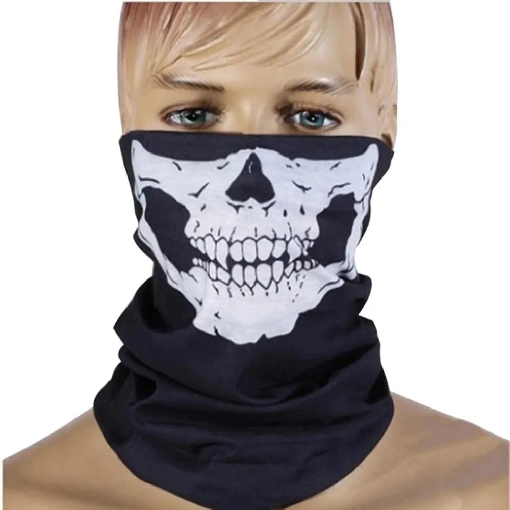 1pcs Motorcycle Scarf Face Mask Shield Skull Ghost Face Riding Balaclava Outdoor Winter Warm Bike Head Face Mask Shield