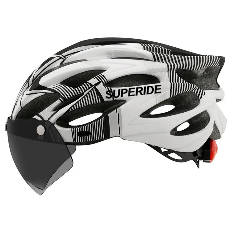 SUPERIDE Men Women Cycling Helmet with Rearlight Sports MTB Bicycle Helmet Road Bike Mountain Bike Helmet with Goggles & Visor