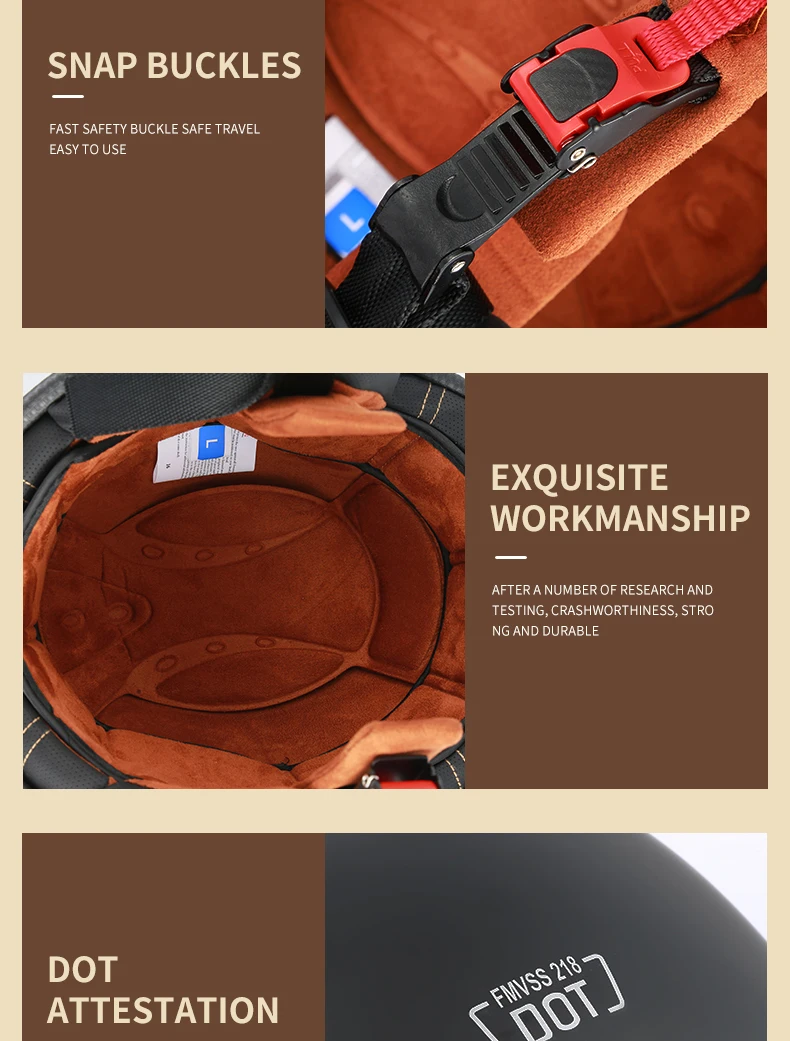 Dot Approved Vintage Motorcycle Helmet Retro Scooter Jet Open Face Four Season Helmet Motorbike Moto Bicycle Riding Capacete