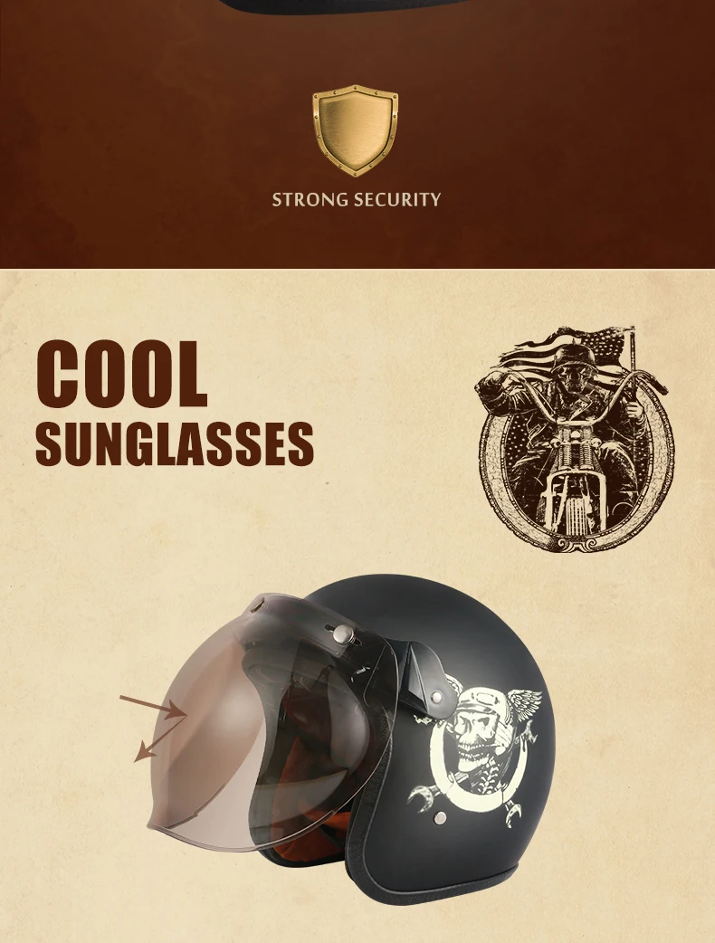 Dot Approved Vintage Motorcycle Helmet Retro Scooter Jet Open Face Four Season Helmet Motorbike Moto Bicycle Riding Capacete