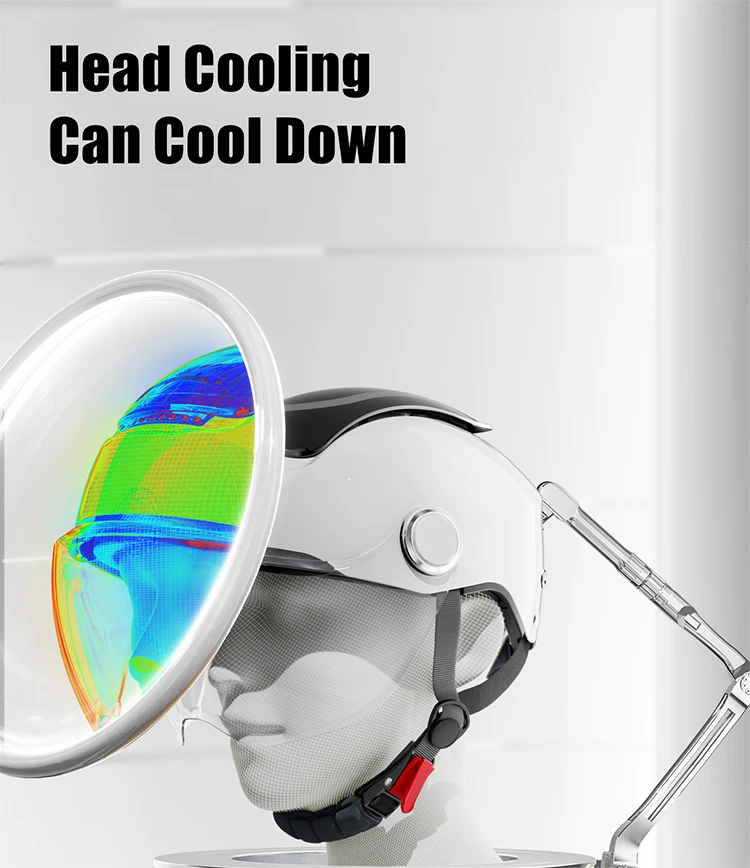 BIBEE 2.0 Electric Motorcycle Helmet Men Women Summer Breathable Motorbike Open Face Helmet Dual Lenses Jet Scooter Half Helmets