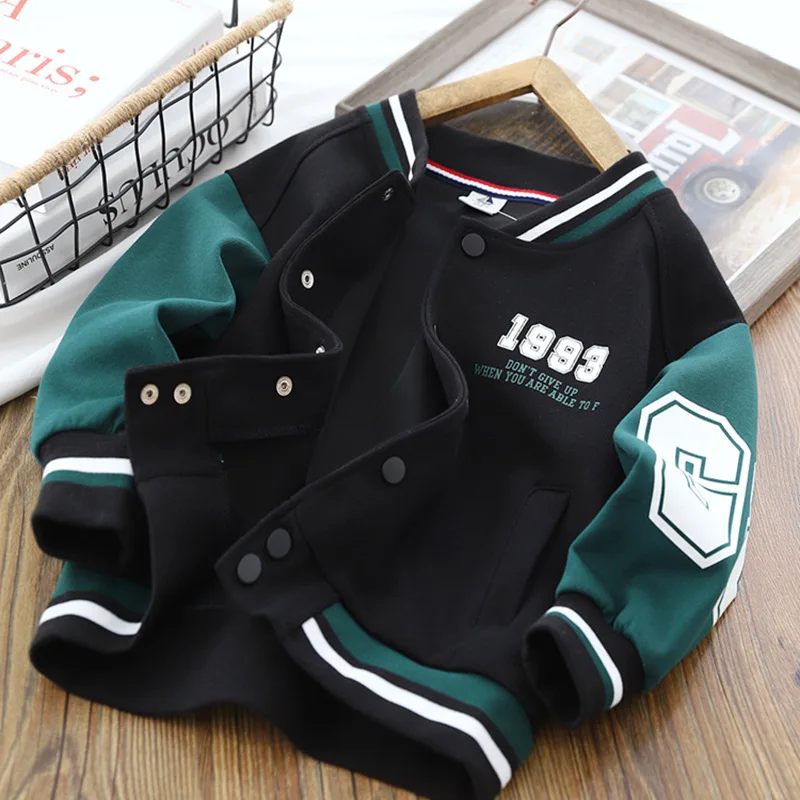 2024 New Children's Baseball Jacket Boy Bomber Jacket Spring And Autumn Cool Boy Coat Kids Letter Print Outerwear 3-14Y