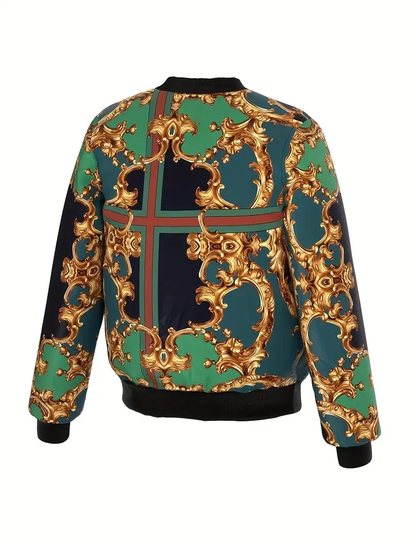 Luxury Baroque Bomber Jacket Men Women 3D Printed Gold Graphic Floral Jackets Street Trend Fashion Autumn Zipper Soft Coat