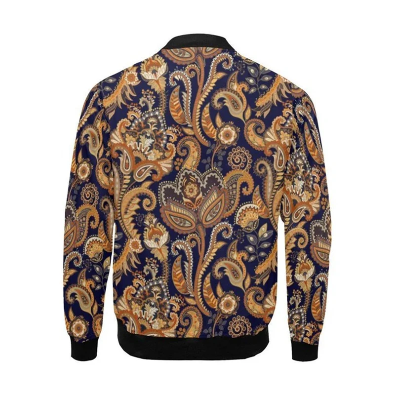 Luxury Baroque Bomber Jacket Men Women 3D Printed Gold Graphic Floral Jackets Street Trend Fashion Autumn Zipper Soft Coat