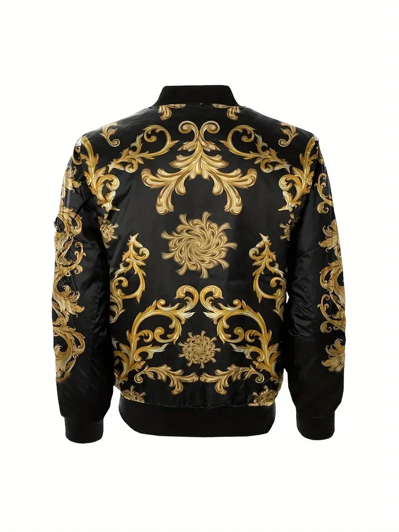 Luxury Baroque Bomber Jacket Men Women 3D Printed Gold Graphic Floral Jackets Street Trend Fashion Autumn Zipper Soft Coat