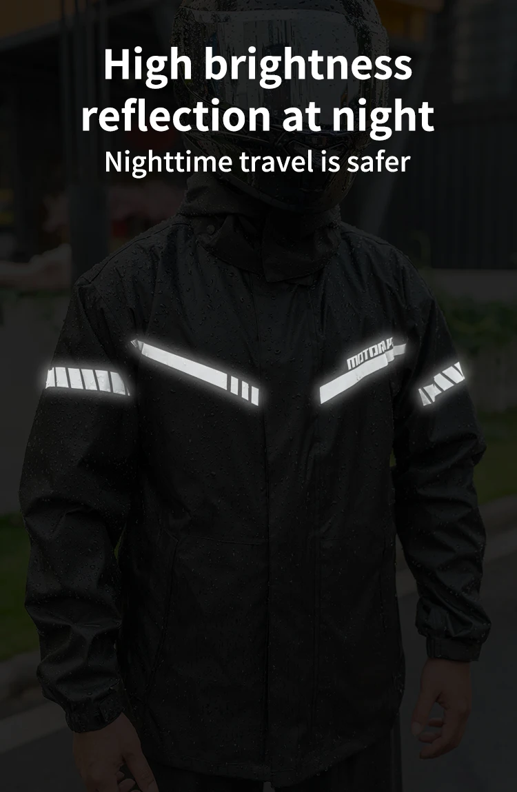 Motor Air Black Motorcycle Rider Raincoat Split Type 2pcs/Set Breathable Deep Rainproof 2025 Upgraded Version Riding Rainy Suit