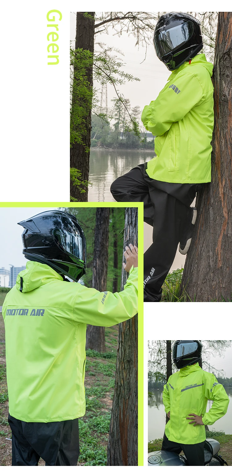 Motor Air Black Motorcycle Rider Raincoat Split Type 2pcs/Set Breathable Deep Rainproof 2025 Upgraded Version Riding Rainy Suit