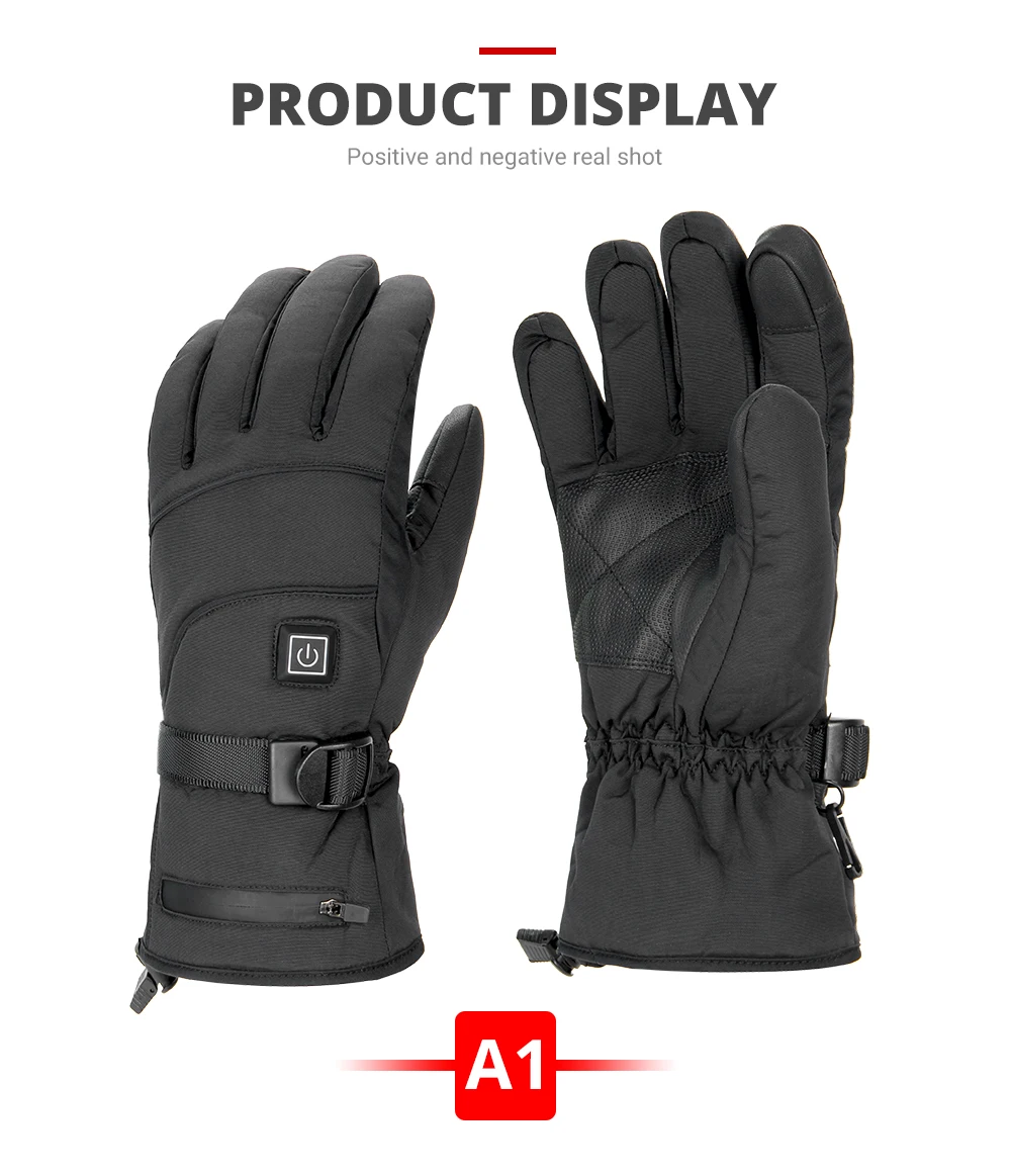 Snowmobile Gloves Winter Heated Gloves Heating Waterproof Warm Electric Thermal Gloves Outdoor Skiing Equipment