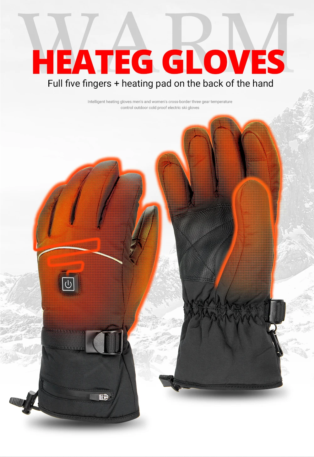 Snowmobile Gloves Winter Heated Gloves Heating Waterproof Warm Electric Thermal Gloves Outdoor Skiing Equipment