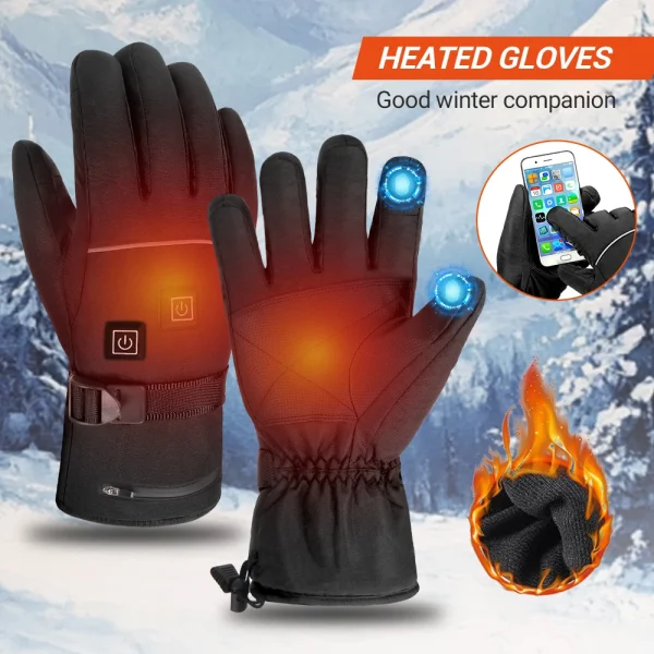 Snowmobile Gloves Winter Heated Gloves Heating Waterproof Warm Electric Thermal Gloves Outdoor Skiing Equipment