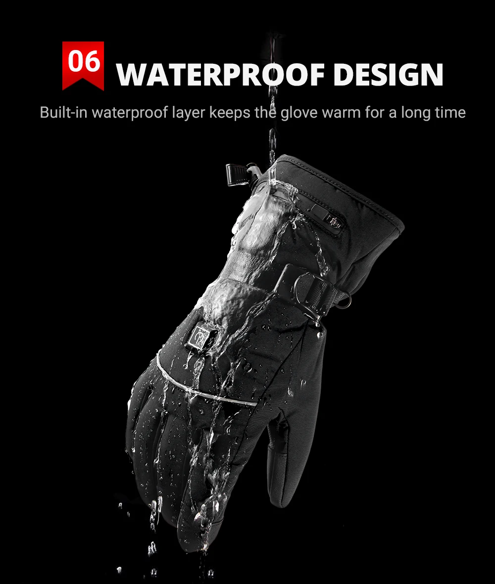 Snowmobile Gloves Winter Heated Gloves Heating Waterproof Warm Electric Thermal Gloves Outdoor Skiing Equipment