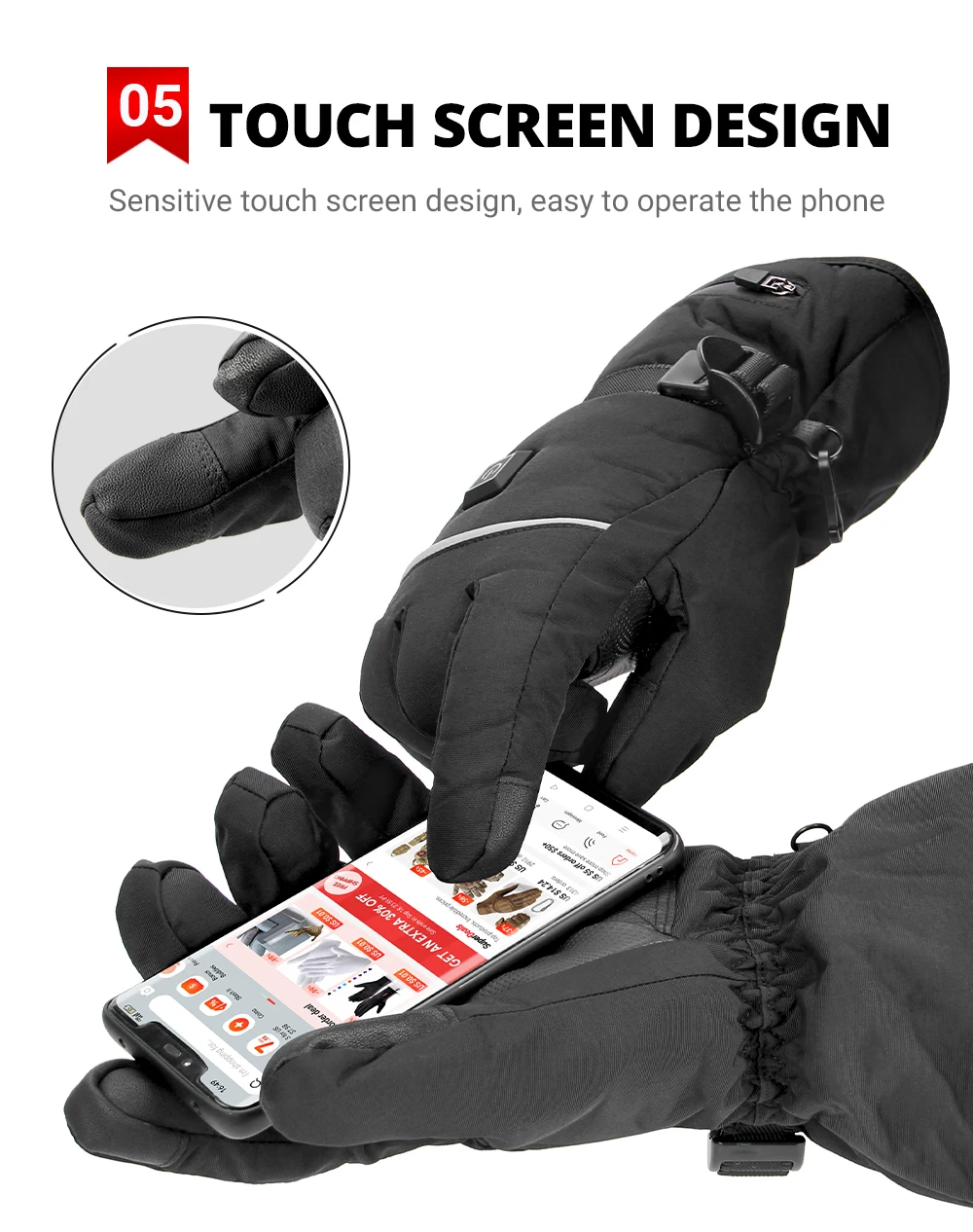 Snowmobile Gloves Winter Heated Gloves Heating Waterproof Warm Electric Thermal Gloves Outdoor Skiing Equipment