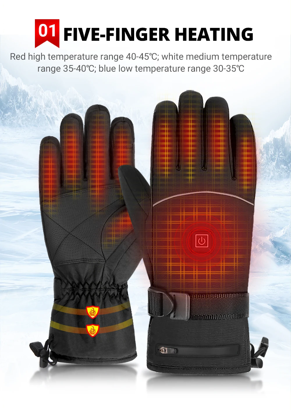 Snowmobile Gloves Winter Heated Gloves Heating Waterproof Warm Electric Thermal Gloves Outdoor Skiing Equipment