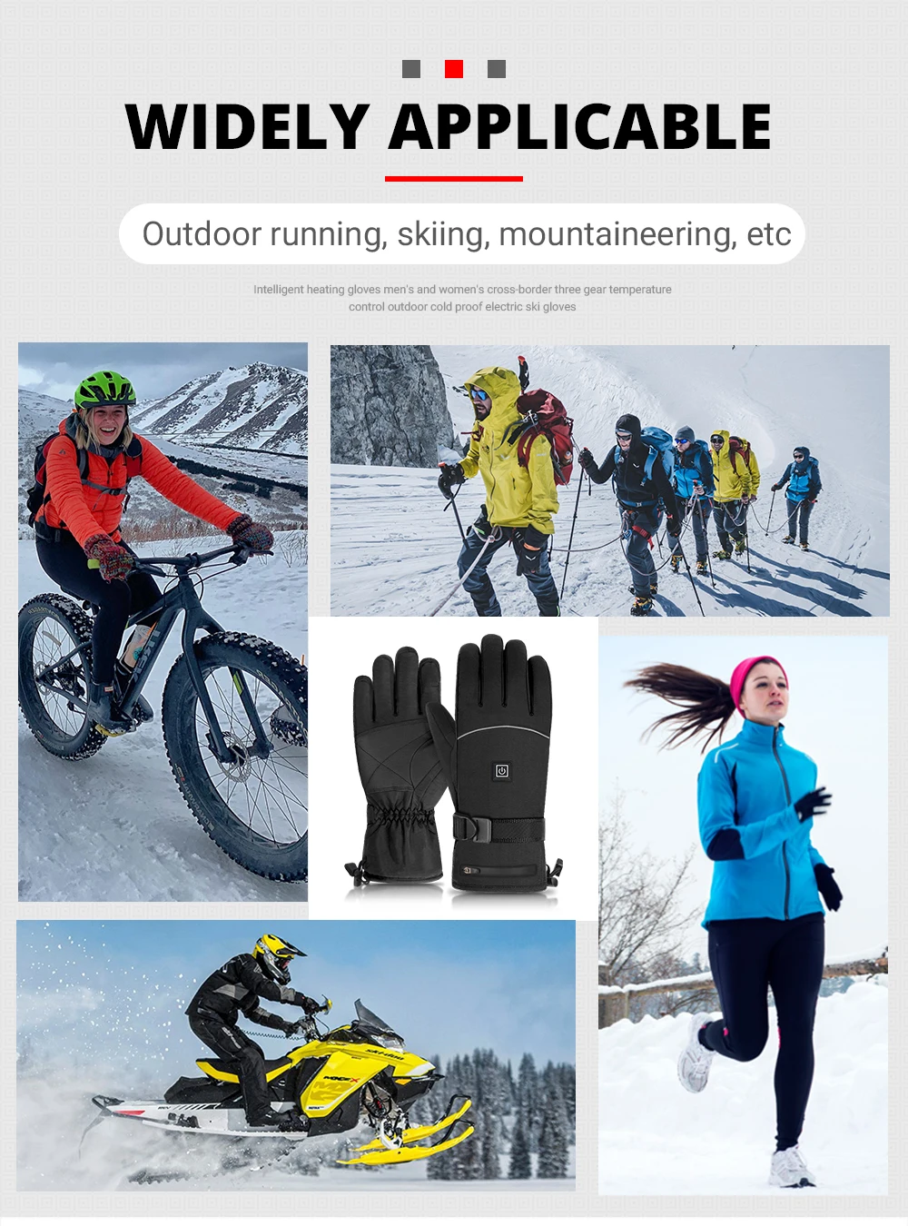 Snowmobile Gloves Winter Heated Gloves Heating Waterproof Warm Electric Thermal Gloves Outdoor Skiing Equipment