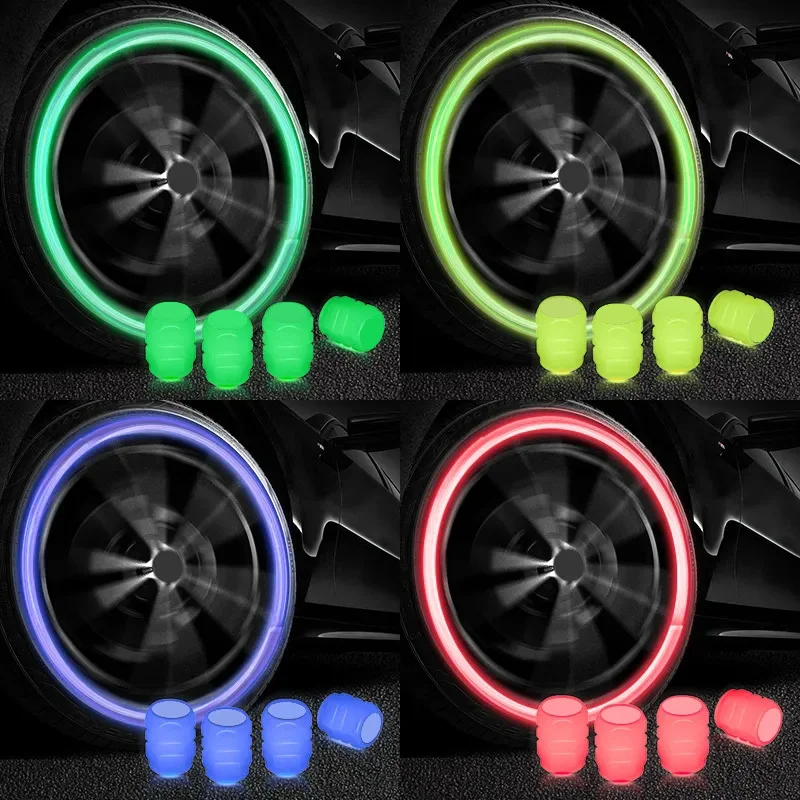 4Pcs Motorcycle Car Luminous Night Glowing Wheel Tyre Valve Caps Decors Universal for Tracer 9 Gt Suzuki Gsxr 600 Fz1 Tmax Fz6