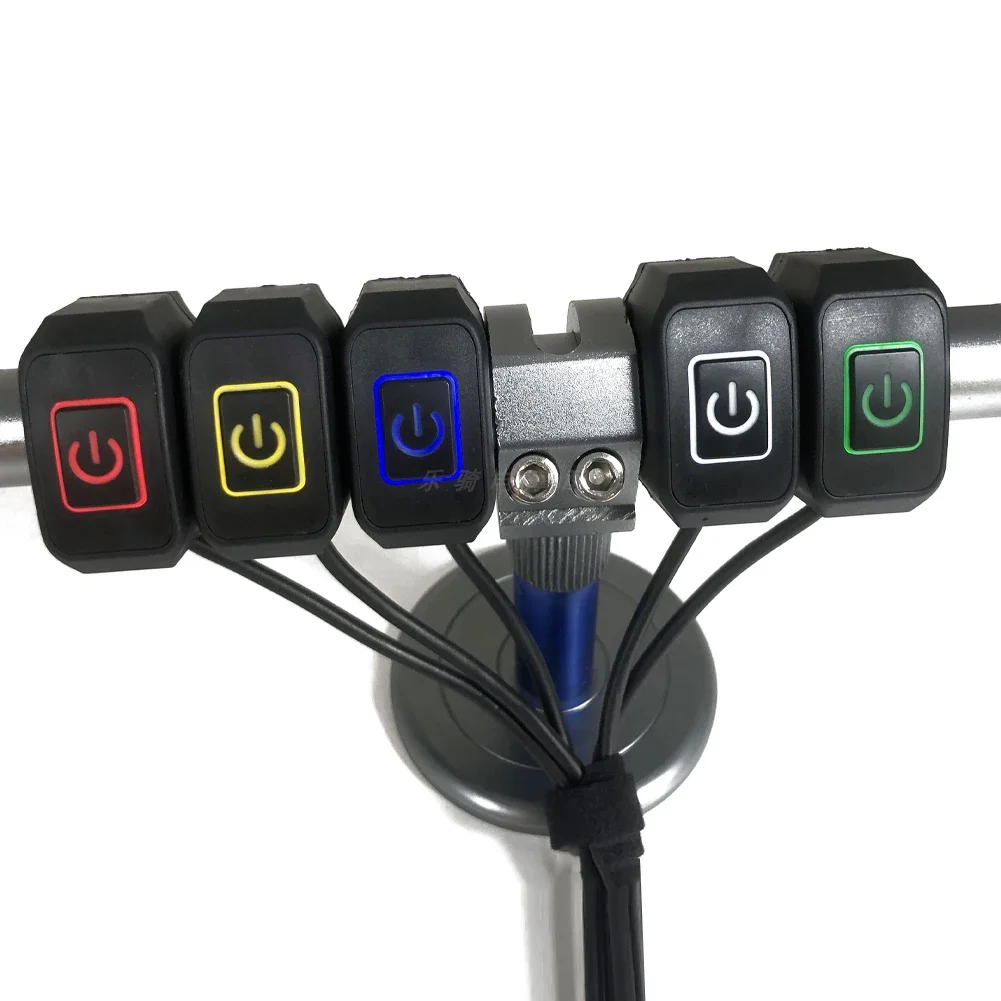 22mm Motorcycle Switch Button Handlebar Mount Waterproof Modified Switch Headlight Horn Control ON/OFF with LED Display Lamp
