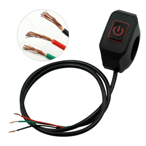 22mm Motorcycle Switch Button Handlebar Mount Waterproof Modified Switch Headlight Horn Control ON/OFF with LED Display Lamp