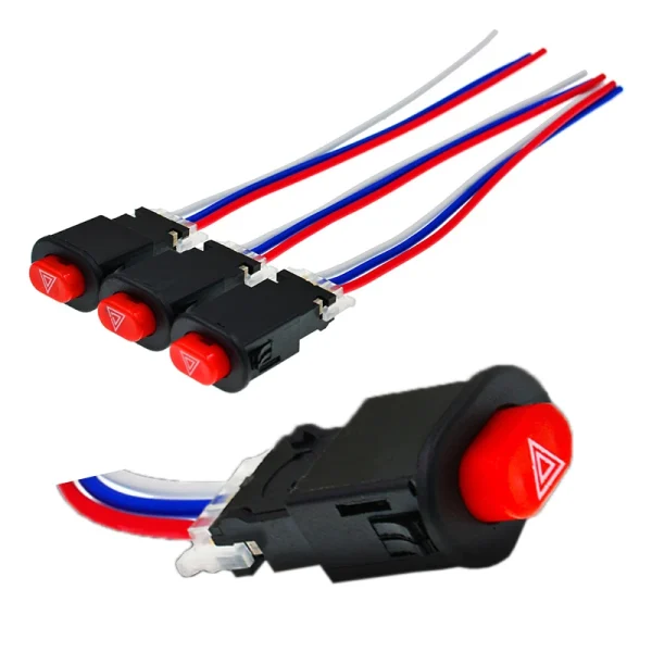 Motorcycle Double Flash Switch Hazard Light Switch Button Flash Warning Scooter Electric Vehicle Modified Emergency Signal Lamp
