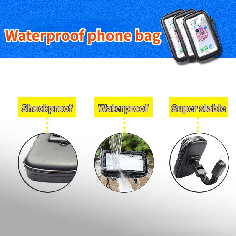 Waterproof Bicycle Phone Holder Motorcycle Bike Handlebar Phone Case Bag for iPhone 15 Pro Max 14 Samsung Bike Phone Stand Mount