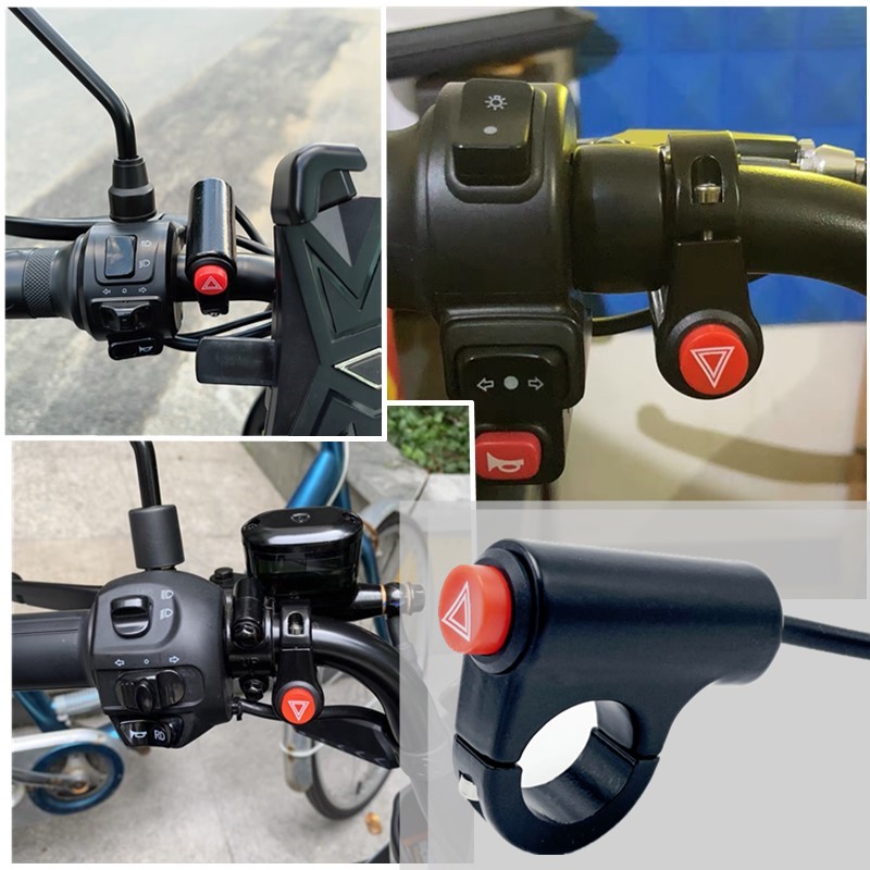 Universal Motorcycle Warning Light Switch Button Motorbike Scooter Double Flash Signal Flasher Lamp Switches Moto Accessories