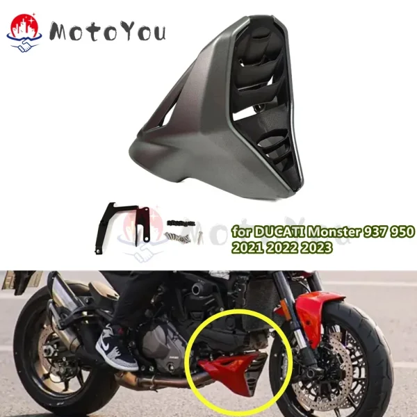 Belly Pan Engine Spoiler Lower Fairing Body Frame Panel Protector W/Support Kit For DUCATI Monster 937 Monster950 2021 2022 2023