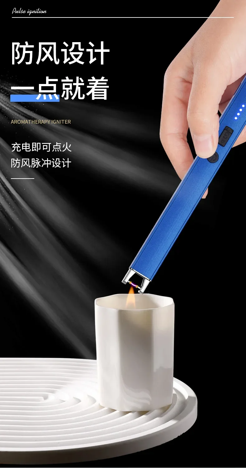 HOT Windproof Pulse Arc Ignition Electronic Lighter Safety Lock Battery Display Outdoor BBQ Kitchen Igniter USB Electric Lighter