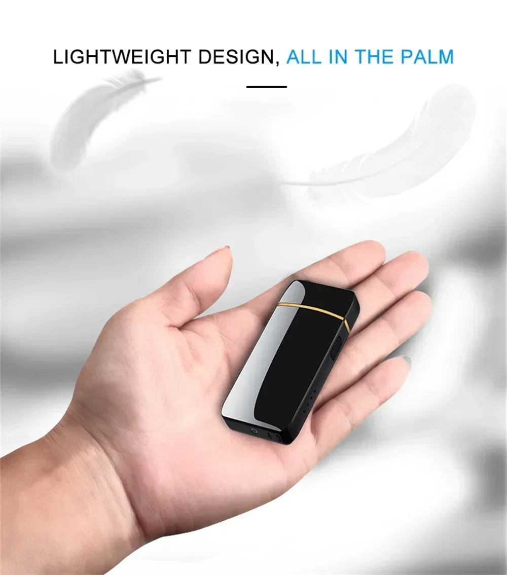 Electric Windproof Metal Lighter Double Arc Flameless Plasma Rechargeable USB Lighter LED Power Display Touch Sensor Lighters