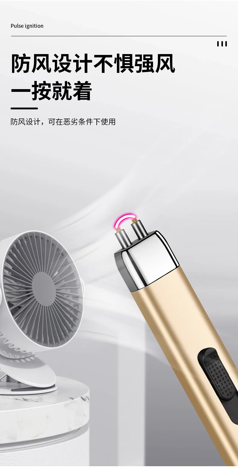 ‌New USB Rechargeable Arc Lighter Windproof Electric Pulse Ignition Portable Fire Starter for Outdoor Camping, Kitchen, BBQ