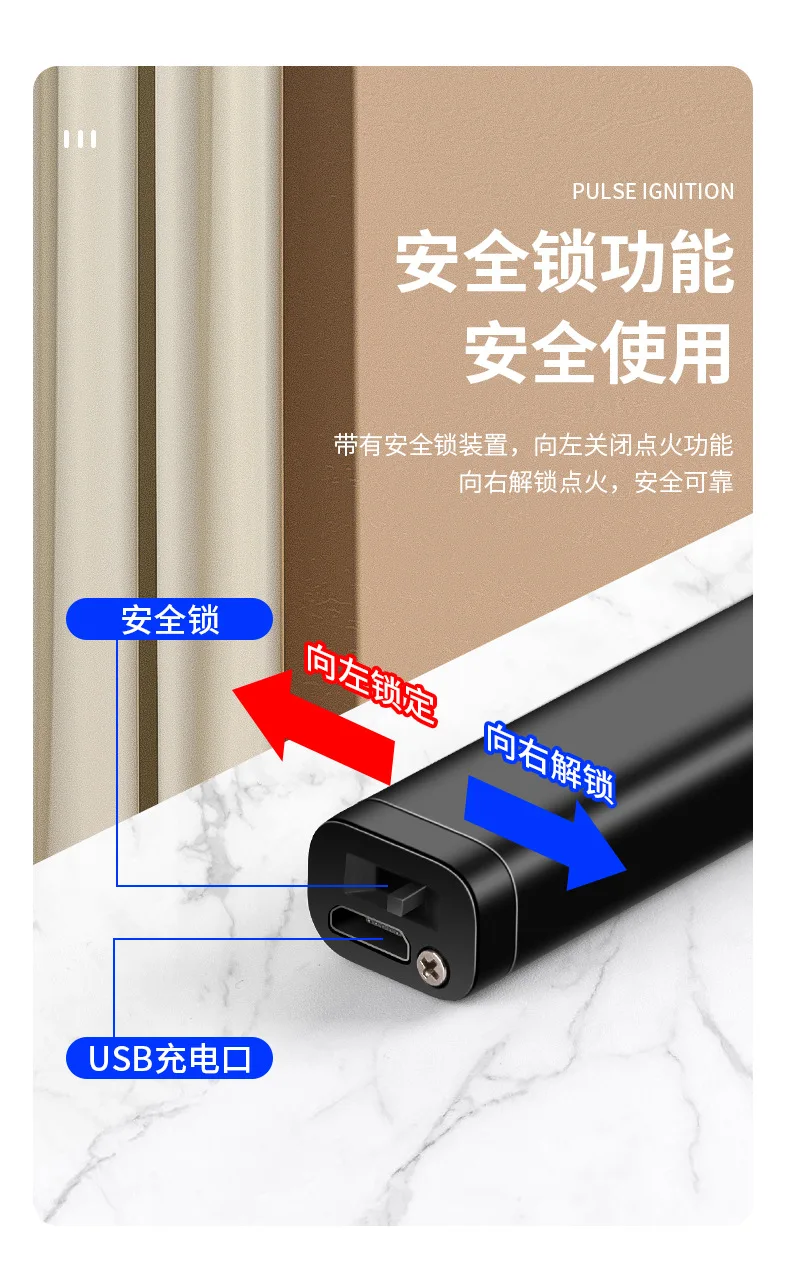 ‌New USB Rechargeable Arc Lighter Windproof Electric Pulse Ignition Portable Fire Starter for Outdoor Camping, Kitchen, BBQ