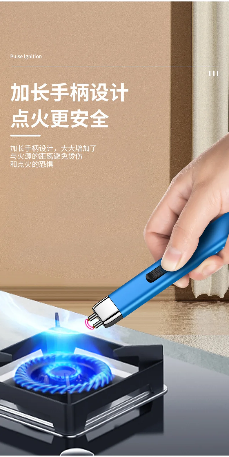 ‌New USB Rechargeable Arc Lighter Windproof Electric Pulse Ignition Portable Fire Starter for Outdoor Camping, Kitchen, BBQ