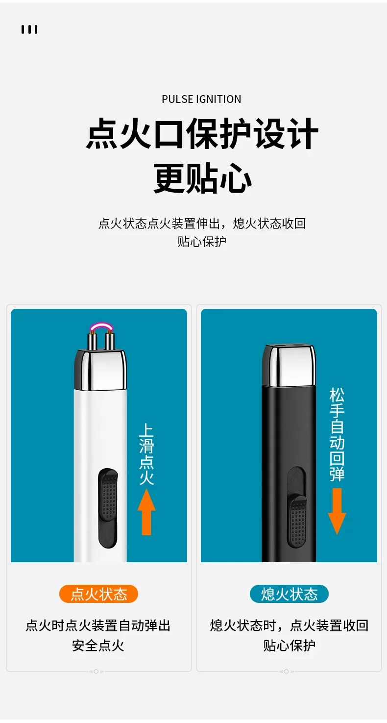 ‌New USB Rechargeable Arc Lighter Windproof Electric Pulse Ignition Portable Fire Starter for Outdoor Camping, Kitchen, BBQ