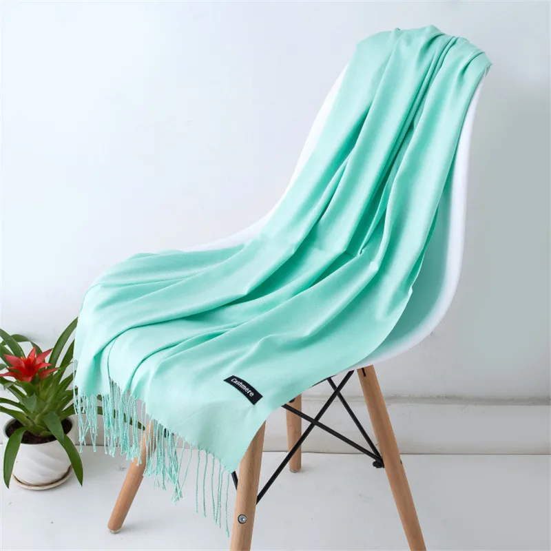 2024 Fashion Winter Women Scarf Thin Shawls and Wraps Lady Solid Female Hijab Stoles Long Cashmere Pashmina Foulard Head Scarves