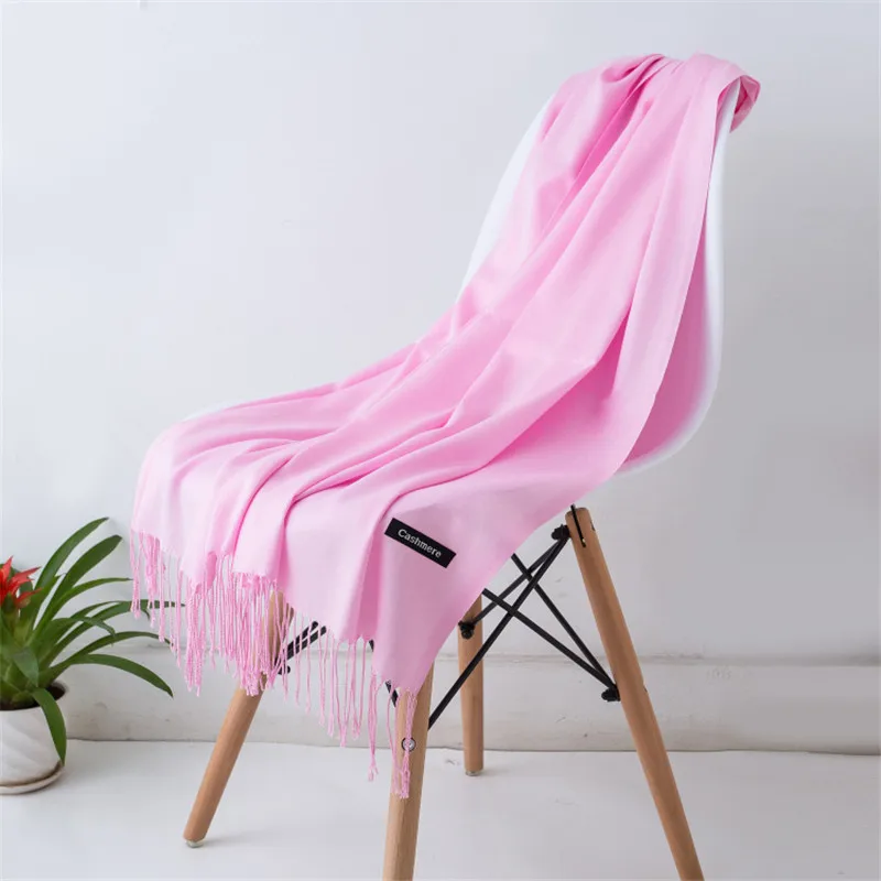 2024 Fashion Winter Women Scarf Thin Shawls and Wraps Lady Solid Female Hijab Stoles Long Cashmere Pashmina Foulard Head Scarves