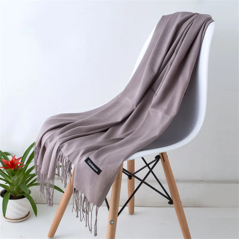 2024 Fashion Winter Women Scarf Thin Shawls and Wraps Lady Solid Female Hijab Stoles Long Cashmere Pashmina Foulard Head Scarves
