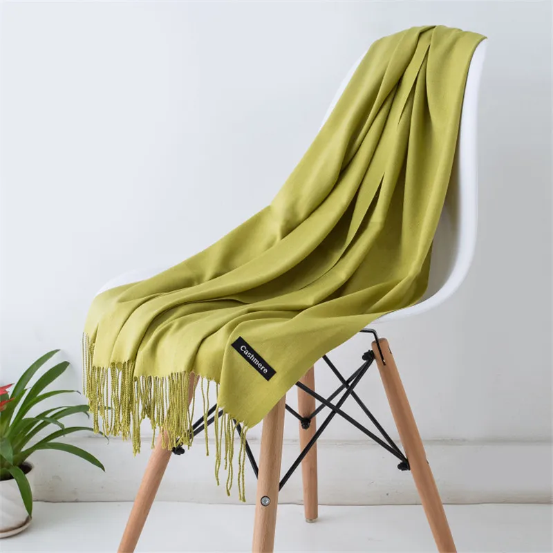 2024 Fashion Winter Women Scarf Thin Shawls and Wraps Lady Solid Female Hijab Stoles Long Cashmere Pashmina Foulard Head Scarves