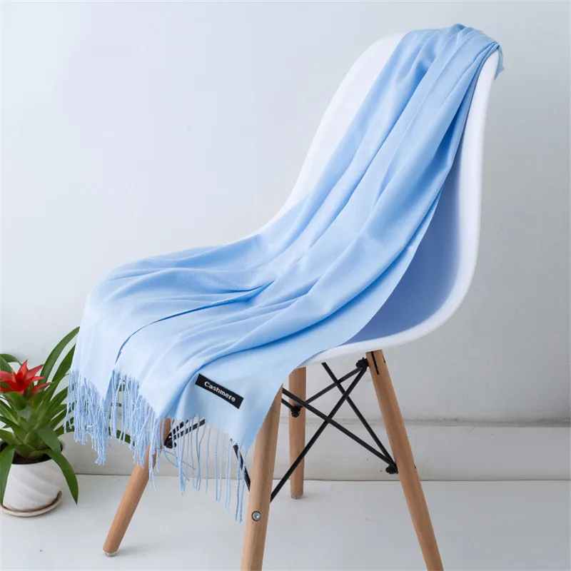 2024 Fashion Winter Women Scarf Thin Shawls and Wraps Lady Solid Female Hijab Stoles Long Cashmere Pashmina Foulard Head Scarves