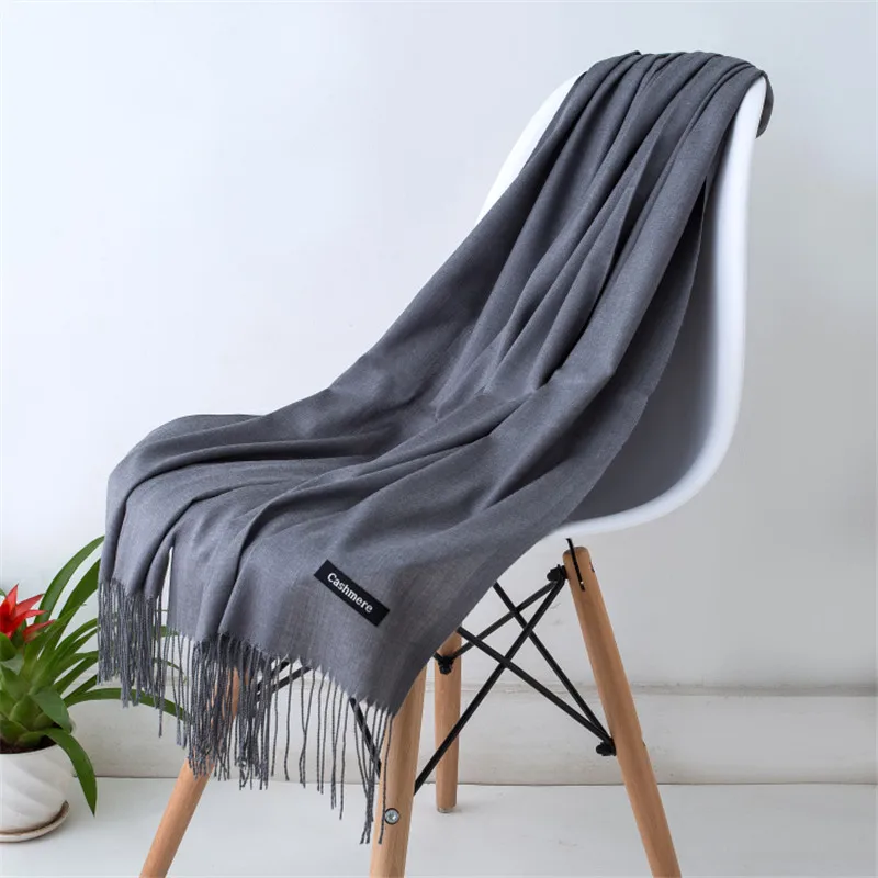 2024 Fashion Winter Women Scarf Thin Shawls and Wraps Lady Solid Female Hijab Stoles Long Cashmere Pashmina Foulard Head Scarves