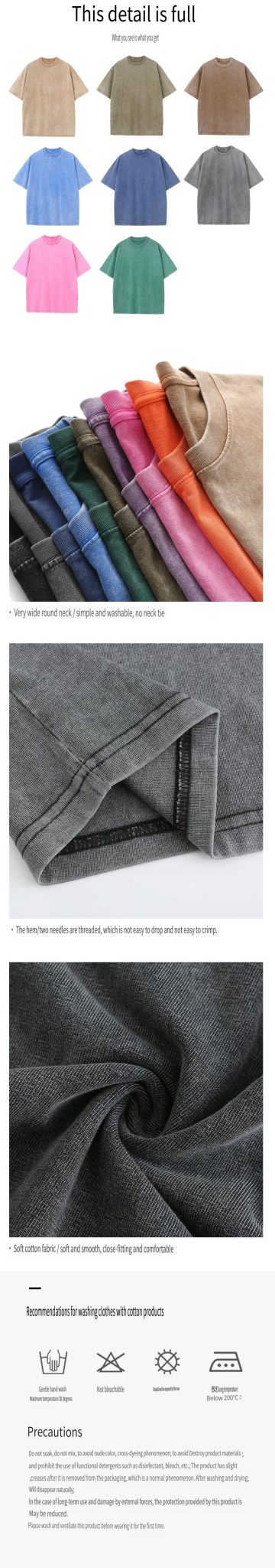 Unisex 100% Cotton Washed Distressed T-shirt Drop Shoulder Style Fashion Streetwear Trend Brand Shark Mouth