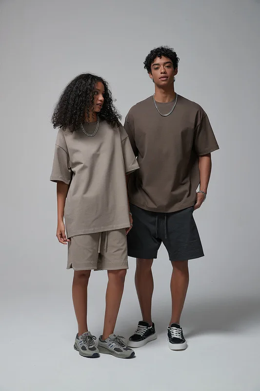 MAQVOB Free Shipping EU US Size Top Quality High Street Heavyweight 385G Drop Shoulder Tee Shirt Oversize Short Sleevet T-shirt