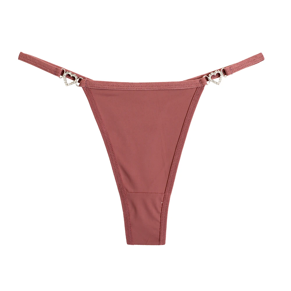 Women Sexy Thongs Low Rise  G-string Heart Decoration Bikini   Intimate Lingerie T-Back New Fashion  Crotch Panties