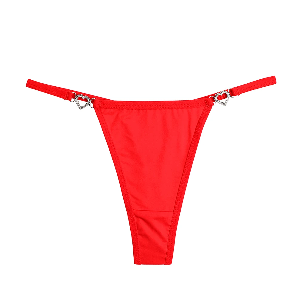 Women Sexy Thongs Low Rise  G-string Heart Decoration Bikini   Intimate Lingerie T-Back New Fashion  Crotch Panties