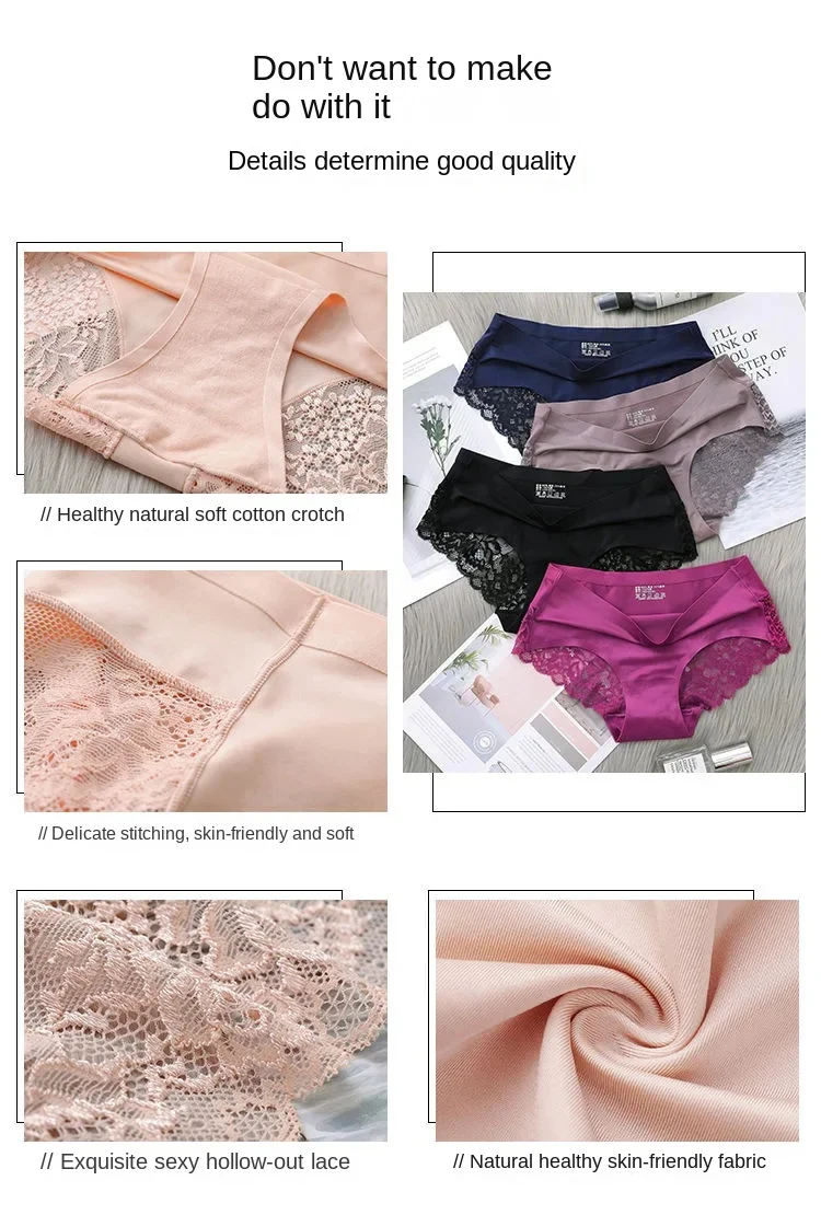 Set/lot Seamless WomenComfort Lace Briefs  Hollow Out Panties Set Underwear Low Rise Female Sport Panty Soft Lady Lingerie Sexy