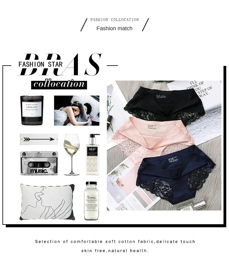 Set/lot Seamless WomenComfort Lace Briefs  Hollow Out Panties Set Underwear Low Rise Female Sport Panty Soft Lady Lingerie Sexy