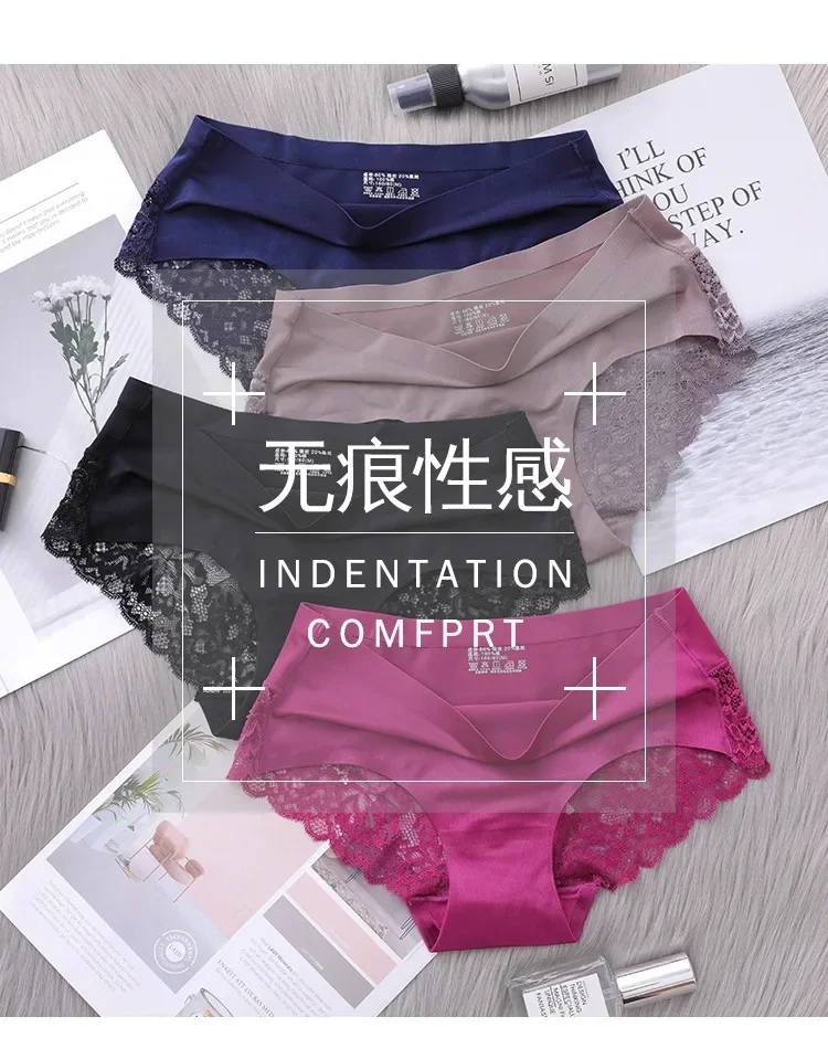Set/lot Seamless WomenComfort Lace Briefs  Hollow Out Panties Set Underwear Low Rise Female Sport Panty Soft Lady Lingerie Sexy