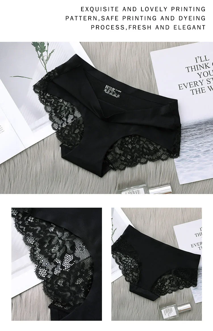 Set/lot Seamless WomenComfort Lace Briefs  Hollow Out Panties Set Underwear Low Rise Female Sport Panty Soft Lady Lingerie Sexy