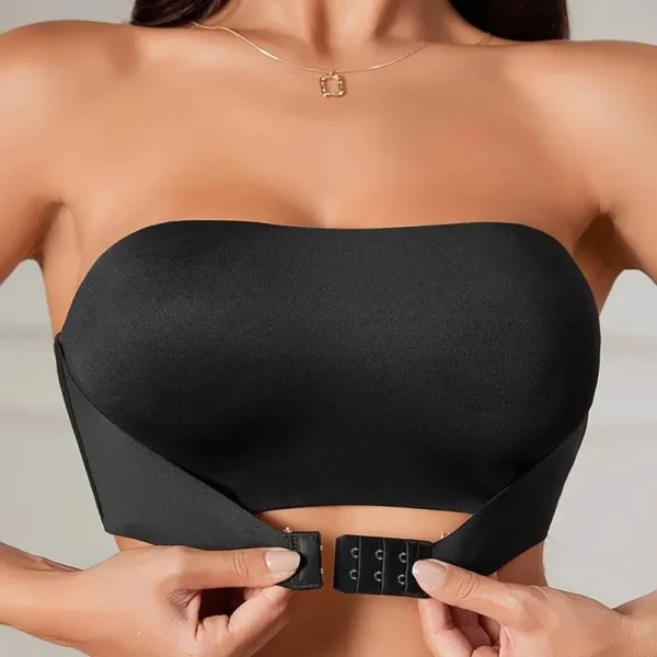 Women's Strapless Bra Sexy Seamless No Padding Front Button Bra Comfortable Smooth Women's Half Cup Silicone Non-slip Underwear