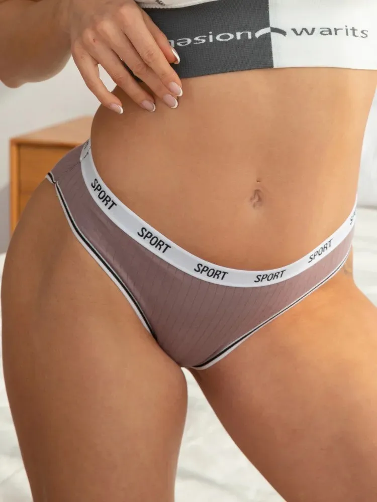 Fashion Letter Women's Underwear Breathable Cotton Triangle Pants Mid Waist Sexy Comfortable Lingerie Bright Cute Girl Briefs